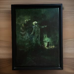 Beetlejuice Inspired Framed Horror Art Canvas Wall Decor 8.5x11 Gothic Spooky
